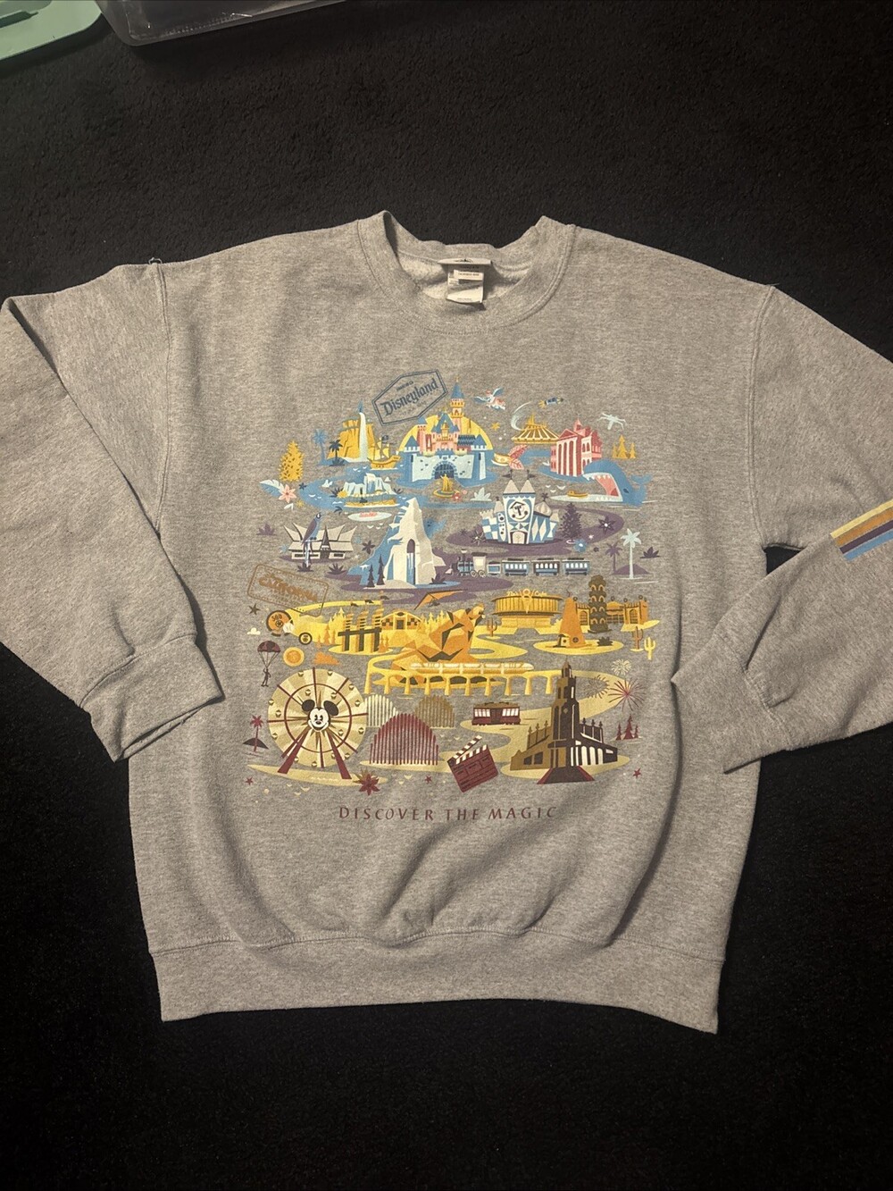 Walt Disney Parks Adult Discover the Magic Crewneck Sweatshirt Size Medium Gray
